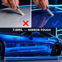 Film de protection de peinture (PPF) en TPU chromé bleu 1,52*15m 7,5 mil, finition miroir, hydrophobe, pour voiture, films décoratifs, film de recouvrement pour voiture, vinyle pour voiture