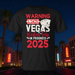 Camiseta moderna negra pequeña para adultos Matching Besties Trip Las Vegas 2025 - Product Image 3
