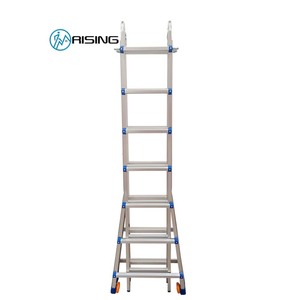 Échelle <span class=keywords><strong>télescopique</strong></span> moderne Rising RS-L407, durable, multi-positions, pieds évasés en aluminium, capacité de charge de 150 kg, conforme à la norme EN131 - Product Image 2