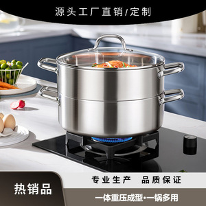 Deshilang Stainless Steel Double Layer <b>Steamer</b> 304 Grade For Gas And Induction Cookers With Lid - Product Image 5