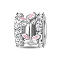 Vente directe à l'exportation Perles papillon en tungstène rose, accessoires de bracelet DIY romantiques pour couple, pendentifs cœur, direct usine