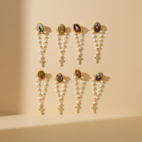 Chapelet en perles d'imitation avec breloques Vierge Marie, Jésus, Saint Michel, broches plaquées argent et pendentif croix pour enfants