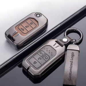 Porte-clés de voiture en alliage de zinc de luxe étui en cuir en métal couverture pour Honda city civic accrd crv jazz protéger - Product Image 1