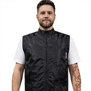 Chaleco de Barbero Negro con Cierre para Hombre, con Bolsillos Delanteros y Logotipo en la Manga, Ropa Exterior Informal para Peinado y Estilismo - Product Image 1