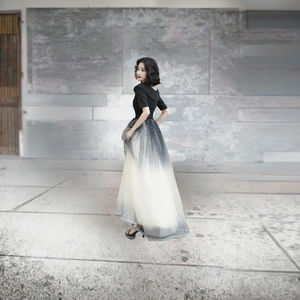 Robe de bal de luxe à volants, haut court princesse, longueur genou, pour filles de 6 à 12 ans, en velours imprimé avec bordure en fourrure, style décontracté de plage - Product Image 3