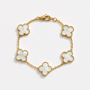 <span class=keywords><strong>Bracciale</strong></span> in Acciaio Inossidabile Placcato Oro con Madreperla a Forma di Quadrifoglio per Donne - Product Image 1