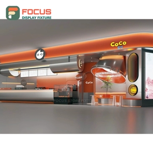 ชั้นวางสินค้ากาแฟขนาดกะทัดรัด ชั้นวางโชว์ขวดน้ำเชื่อมแบบกระจกหน้าไม้ ชั้นวางโชว์สินค้าคาเฟ่ - Product Image 2