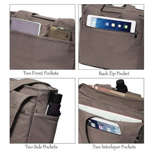 Sac fourre-tout en toile de coton grande capacité, sacs à bandoulière décontractés pour le travail, la salle de sport, la <span class=keywords><strong>plage</strong></span>, les voyages, les courses, <span class=keywords><strong>l</strong></span>'université - Product Image 5