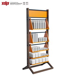 ชั้นวางสินค้าไม้ทรงสามเหลี่ยม TDP แบบหลายชั้น พร้อมป้ายด้านบน สำหรับร้านค้าปลีก แสดงสินค้าทั่วไป เชิงพาณิชย์ - Product Image 5