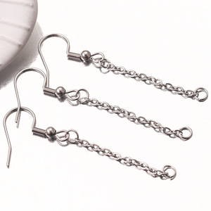 Ear Chain <b>Hook</b> Findings | 18K PVD Stainless Steel Fish <b>Hook</b> <b>Earring</b> Wire with Chain for DIY Jewelry Accessories - Product Image 3