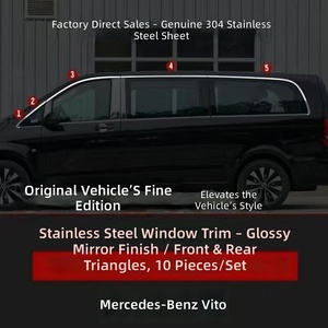 Bandes de garniture autocollantes en acier inoxydable pour fenêtres et portes, Mercedes-Benz Classe V V260/V300 2016-2025, modification brillante - Product Image 6