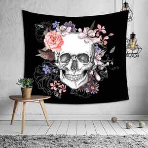 Tapiz Decorativo para el Hogar, Estilo Europeo y Americano, con Diseño de Calavera en Blanco y Negro, Tela para Colgar en la Pared, Póster para Montar en la Pared - Product Image 3