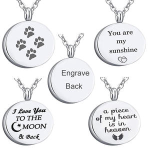 ステンレス製銀メッキのキリスト教徒用大型遺灰入れ、ペットの足跡入り火葬壺、親友の記念品ネックレスペンダント - Product Image 2