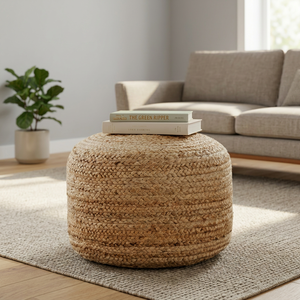 Pouf de sol en jute tressé pas cher, fait main, repose-pieds rond, coussin ottoman pour salon, décoration intérieure, fabriqué au Bangladesh - Product Image 5