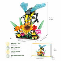 Ensemble de blocs de construction mécaniques personnalisés OEM DIY Abeille Tournesol Jardin, ailes transparentes extensibles, jouets éducatifs pour enfants N°66107