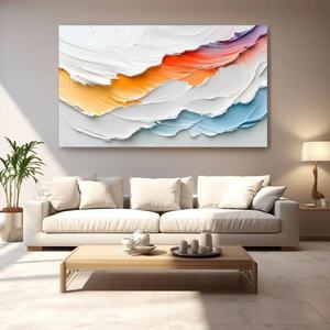 Grande toile encadrée moderne texturée épaisse, motif vague océanique colorée, pour projet de décoration murale, usage commercial et résidentiel - Product Image 6