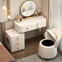 Table de toilette moderne en bois de chêne haut de gamme avec panneau durable et armoire de rangement intégrée de petite taille