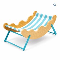 Lit pour chat en bois ondulé d'été, canapé pour animaux de compagnie en maille textilène respirante et rafraîchissante, chaise longue pour chat résistante à l'humidité pour toutes les saisons