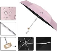 Parapluie portable personnalisé avec logo, mini parapluie 5 plis, petit parapluie plat avec poignée, imperméable, anti-UV, petit parapluie pour sac à main, mini parapluie pour la pluie