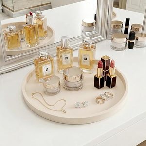 Silicone Round Storage <b>Tray</b> Marble Pattern Large Medium <b>Small</b> Bathroom Countertop Organizer Polished Finish - Product Image 1