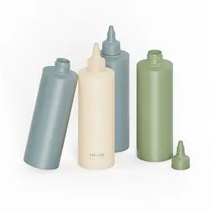 Eco friendly biodegradable container 310ml amber HDPE plastic bottle wheat straw recyclable bottles for shower gel shampoo