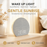 Réveil numérique et analogique intelligent avec lumière d'aube RGB et machine à bruit blanc pour le sommeil des bébés, idéal pour une table de bureau confortable