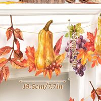 Décorations de bannière de récolte d'automne, bannière d'automne avec citrouilles, feuilles d'érable, fruits de la récolte, pour cheminées, jardin, anniversaire