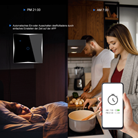 Interrupteur tactile intelligent WiFi LangYeao Tuya 1/2/3/4 voies, norme EU/UK, verre trempé, 4 couleurs, compatible avec Alexa et Google Home