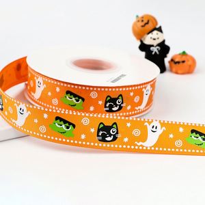 Ruban gros-grain imprimé Halloween de qualité supérieure, 1,5/2/2,5 cm, pour décorations et couronnes de fête d'Halloween, 25 yards par rouleau - Product Image 5