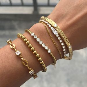 Stainless Steel Zircon <b>Bracelet</b> Women's Party Jewelry <b>Set</b> Elegant European American Style Ball Shape Bezel Setting - Product Image 2