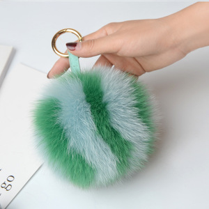XJ Real <span class=keywords><strong>Fox</strong></span> Fur Pelt Fluffy and Soft Cute Pompom Design Llavero y decoraciones para bolsos Mayorista chino - Product Image 4