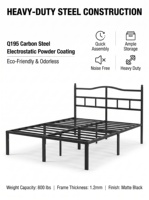 Beliebtes Modernes Nachttischbett mit Beleuchtung Eisenrahmen-Bett mit Stauraum Amerikanischer Standard-Steckdosenblock