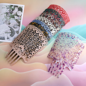 Ahueca hacia fuera las mujeres tenedor pinza de pelo clásico Carey Color acetato peines insertar estilo peines para la decoración del cabello - Product Image 1