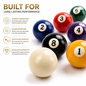 Juego de Bolas de Billar de Resina de Cristal Coloridas - Kit de Billar Estándar de 9 Bolas de Tamaño Completo para Entretenimiento en el Hogar - Product Image 6