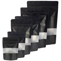 Sacs en mylar hermétiques avec fenêtre transparente Pochette debout à fermeture éclair en feuille d'aluminium finition noire mate personnalisée