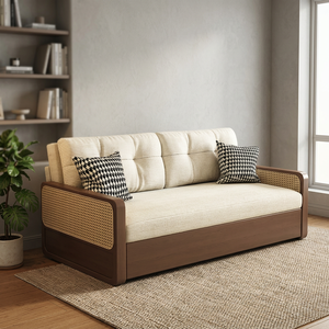 Modern Eco-Friendly Wooden <b>Sofa</b> <b>Bed</b> Minimalist Convertible Daybed Scandinavian Style Living Room Bedroom Apartment - Product Image 3