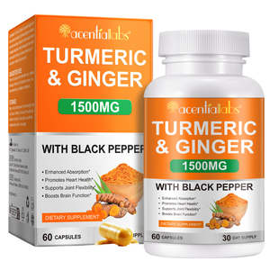 Acentiallbas 60 Cápsulas Suplemento de Extracto de Raíz de Cúrcuma Marca Privada 95% Curcumina de Cúrcuma Apoyo para la Salud Cardíaca en Adultos Negro - Product Image 1