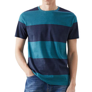Elegante camiseta de bloque de color para hombre a la moda con tela de algodón suave y cuello redondo clásico para una cómoda ropa informal diaria - Product Image 6