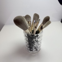 Nouvelle conception, manche en bois vert, poils synthétiques, virole en aluminium, ensemble de pinceaux de maquillage professionnels, brochas de maquillaje