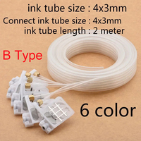 Tubo de Tinta de 2 Metros y 6 Colores con Amortiguador para Cabezales de Impresión Epson/Mimaki I3200 XP600 TX800 4720 DX5 5113 JV33 JV5