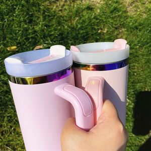 Insulated Tumblers Double Walled Stainless Steel Water <b>Bottles</b> Powder Coated 40oz rainbow Plated Tumbler - Product Image 3