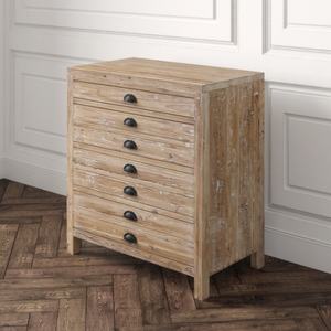 Commode de rangement à 4 tiroirs en bois de récupération de style ferme, type armoire d'apothicaire, pour chambre ou couloir - Product Image 2