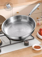 Pot en titane à fond plat martelé haut de gamme Pot antiadhésif sans revêtement Poêle à steak à fond épais