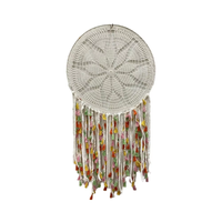 Attrape-rêves artisanal en coton naturel écologique avec pompons, design Art Déco, décoration durable pour le bureau et la maison, pour Pâques et anniversaires