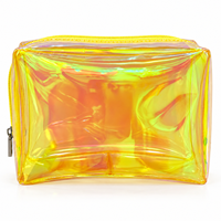 Sac cosmétique holographique en PVC effet laser, fermeture éclair métallique irisée, pour voyage, vacances, usage quotidien, couleurs personnalisées, vente en gros, OEM