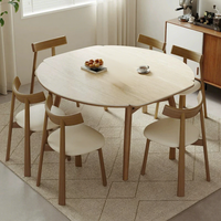 Table à manger ovale extensible et pliable en quartzite et bois massif de style vintage pour petits appartements