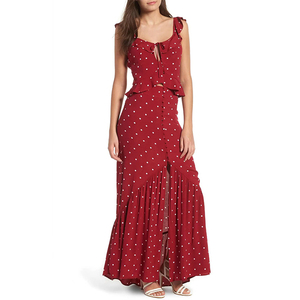 Faldas casuales para mujer con botones frontales y volantes de lunares, elegante falda plisada ajustada, falda francesa de cintura alta con estampado floral, a la moda y sexy. - Product Image 1