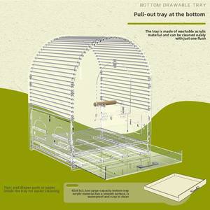 <span class=keywords><strong>Cage</strong></span> à oiseaux/<span class=keywords><strong>cage</strong></span> à perroquet transparente en acrylique en acier inoxydable anti-éclaboussures de grande taille - Product Image 2