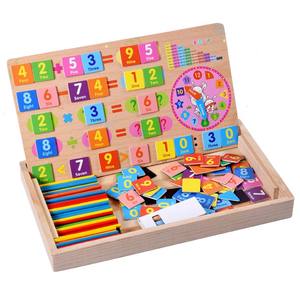Boîte d'apprentissage multifonctionnelle en bois avec horloge, jeu cognitif, <span class=keywords><strong>calcul</strong></span> mathématique, jouets éducatifs <span class=keywords><strong>Montessori</strong></span> pour enfants - Product Image 1