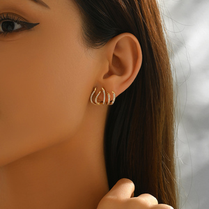 Trendy Claw Stud Earrings Bulk Wholesale Dainty Lab Diamond with <b>Copper</b> and Zircon <b>Anniversary</b> Jewelry Display - Product Image 2